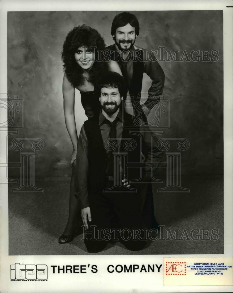 1983 Press Photo Jim Reiger, Laura Conley and Larry de Jenero in Three&#39;s Company- Historic Images