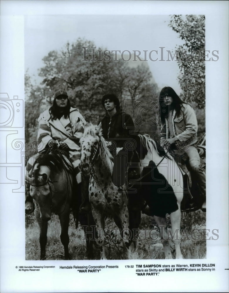 1989 Press Photo Tim Sampson Kevin Dillon Billy Wirth in War Party - cvp34918- Historic Images