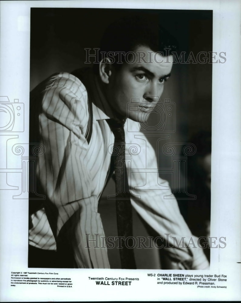 1987 Press Photo Charlie Sheen In Wall Street - cvp35128- Historic Images