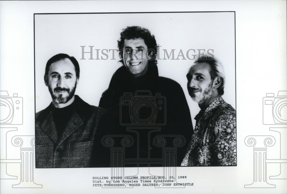 1989 Press Photo Pete Townshend Roger Daltrey and John Entwistle of The Who- Historic Images
