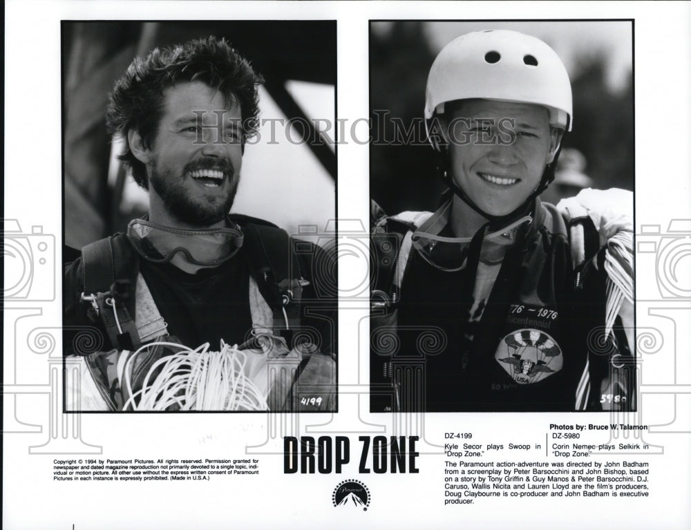 1995 Press Photo Kyle Secor and Corin Nemec star in Drop Zone - cvp36688- Historic Images