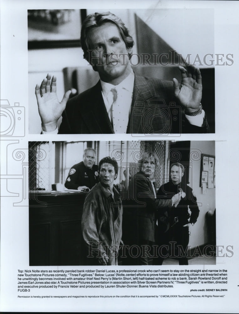 1989 Press Photo Nick Nolte and Martin Short star in Three Fugitives movie film- Historic Images
