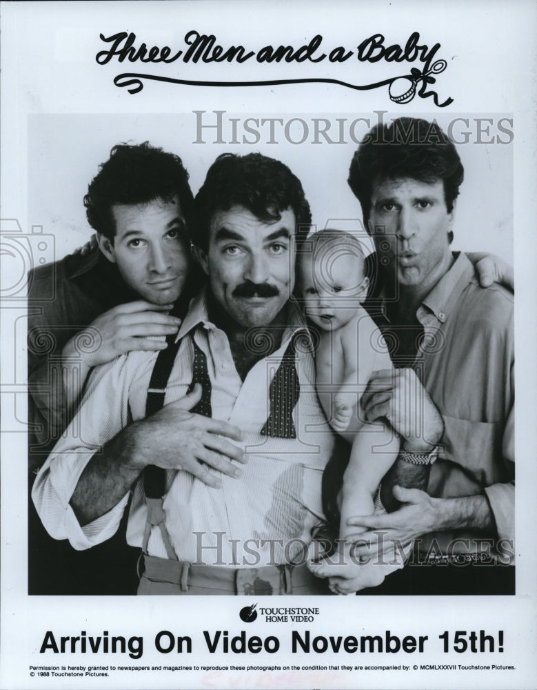 1987 Press Photo Steve Guttenberg Tom Selleck Ted Danson Three Men and a Baby- Historic Images