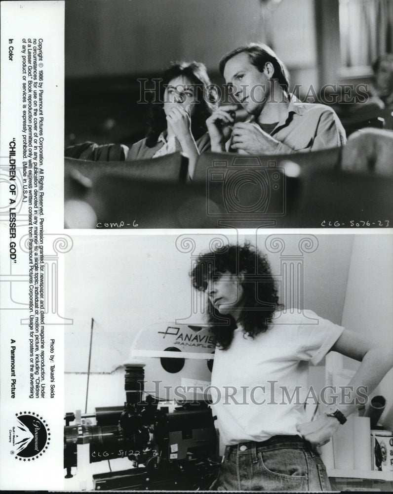 1987 Press Photo William Hurt Marlee Matlin and Randa Haines director on set- Historic Images
