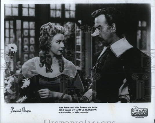 1986 Press Photo Jose Ferrer and Mala Powers star in Cyrano De Bergerac- Historic Images