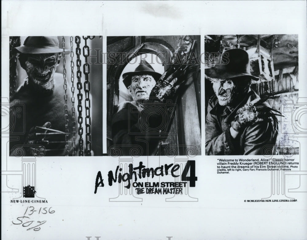 1988 Press Photo Robert Englund in A Nightmare on Elm Street 4 - cvp37342- Historic Images