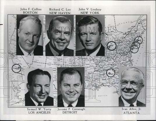 Press Photo John F. Collins Richard C. Lee John V. Lindsay Samuel W. Yorty- Historic Images