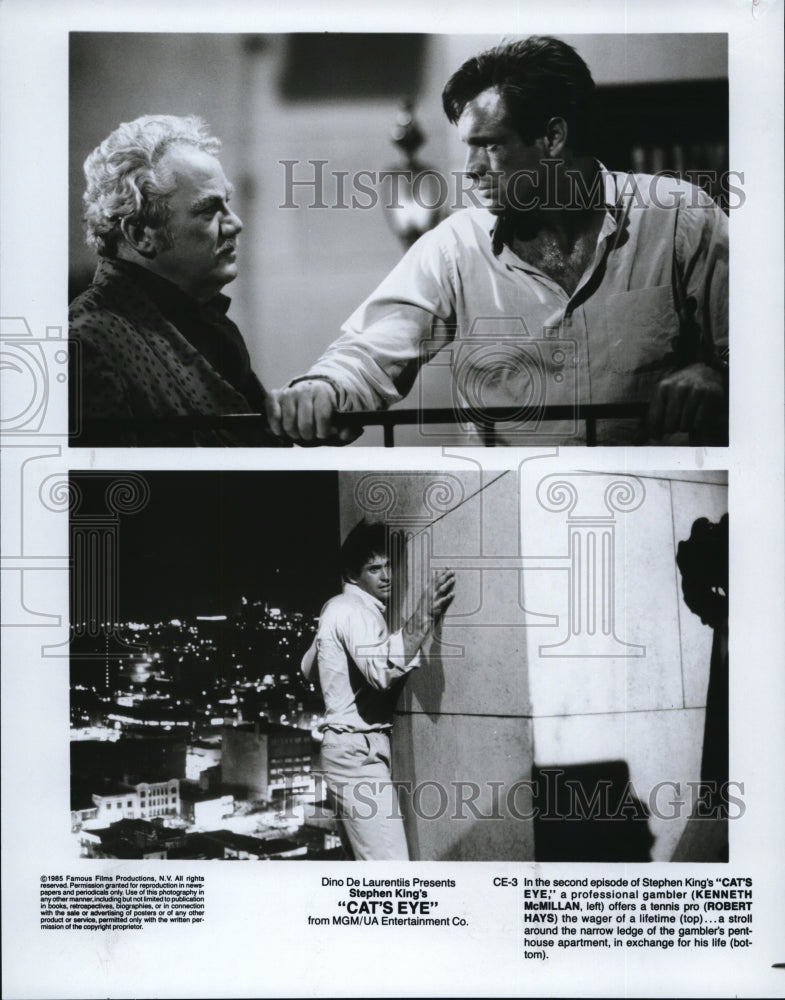 1985 Press Photo Kenneth McMillan &amp; Robert Hays in Cat&#39;s Eye - cvp37779- Historic Images