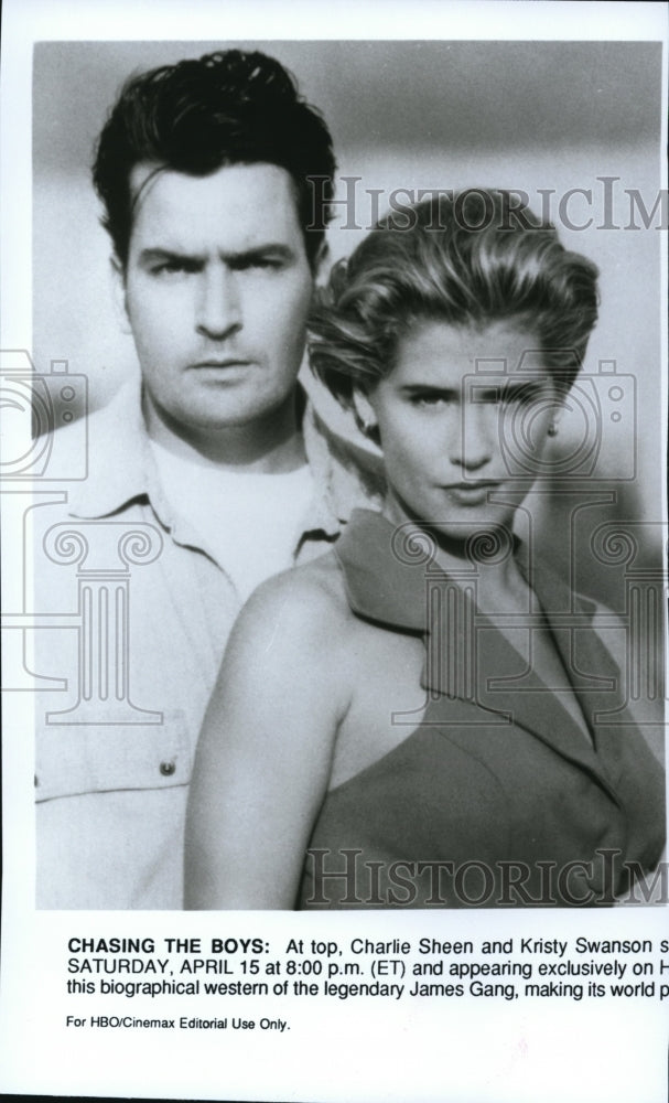 Press Photo HBO presents The Chase with Charlie Sheen and Kristy Swanson- Historic Images