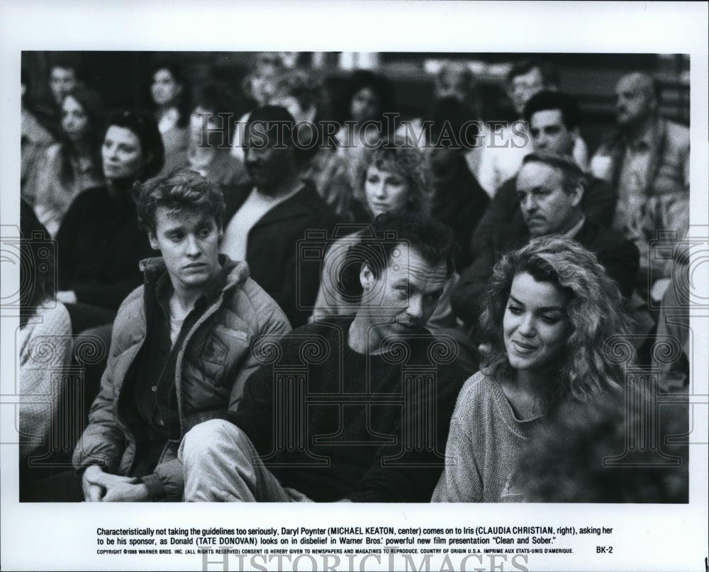 1989 Press Photo Michael Keaton Claudia Christian Tate Donovan Clean and Sober- Historic Images