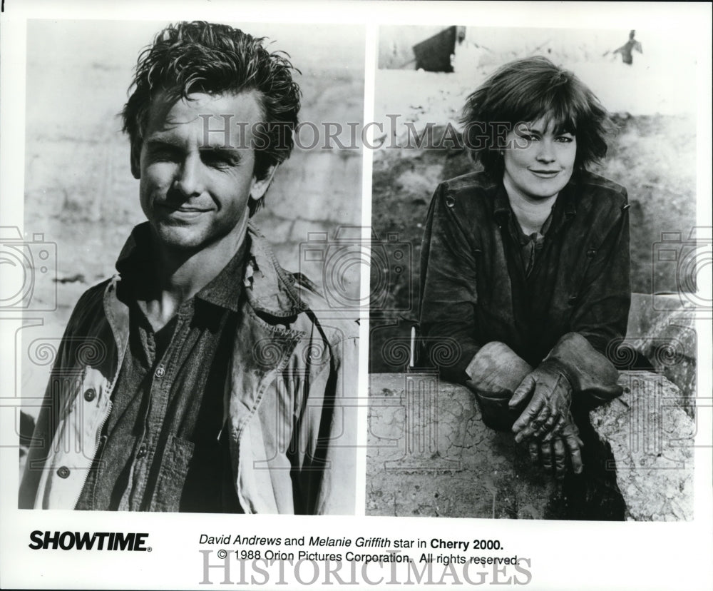 1989 Press Photo David Andrews and Melanie Griffith star in Cherry 2000- Historic Images