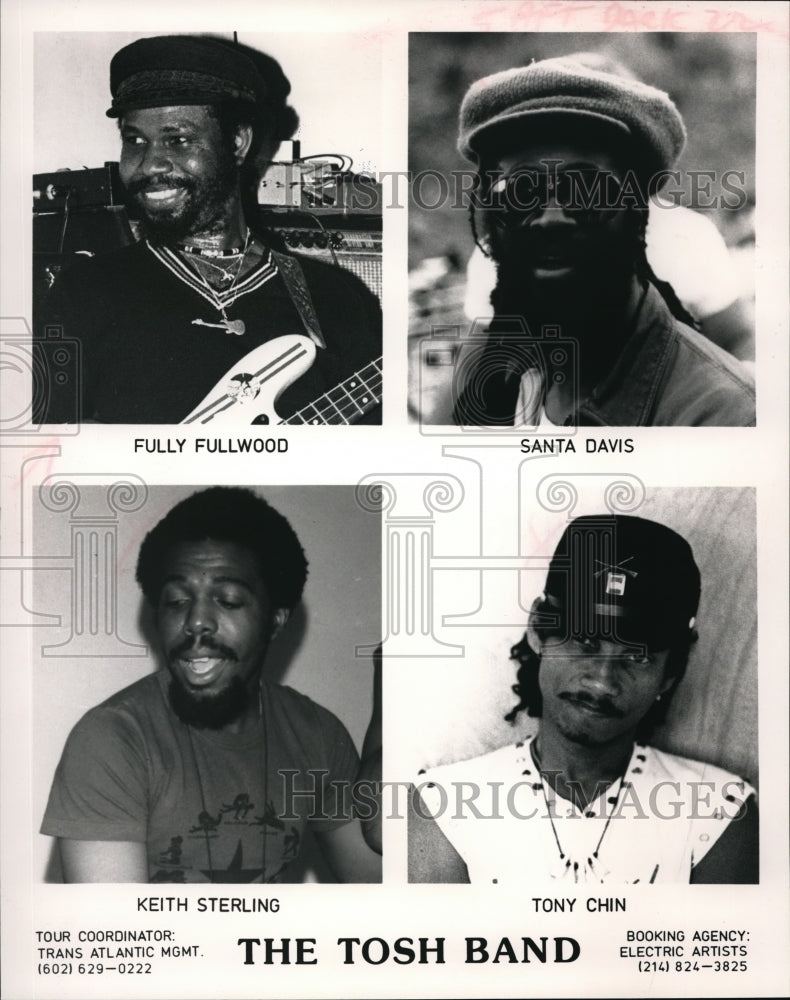 1988 Press Photo Fully Fullwood, Santa Davis, Keith Sterling of The Tosh Band- Historic Images
