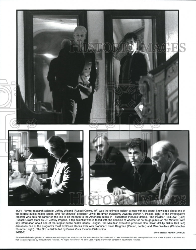 Undated Press Photo Russell Crowe Al Pacino and Philip Baker Hall in The Insider- Historic Images