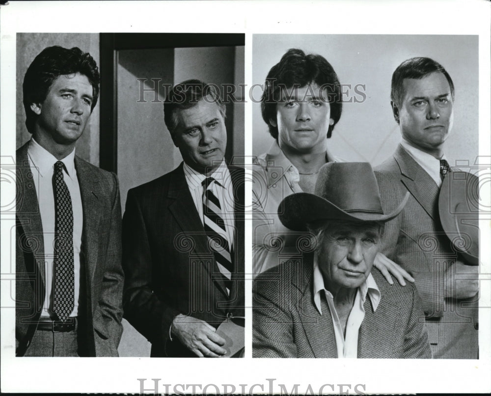 1988 Press Photo Patrick Duffy Jim Davis Larry Hagman in &quot;Dallas&quot; - cvp39710- Historic Images