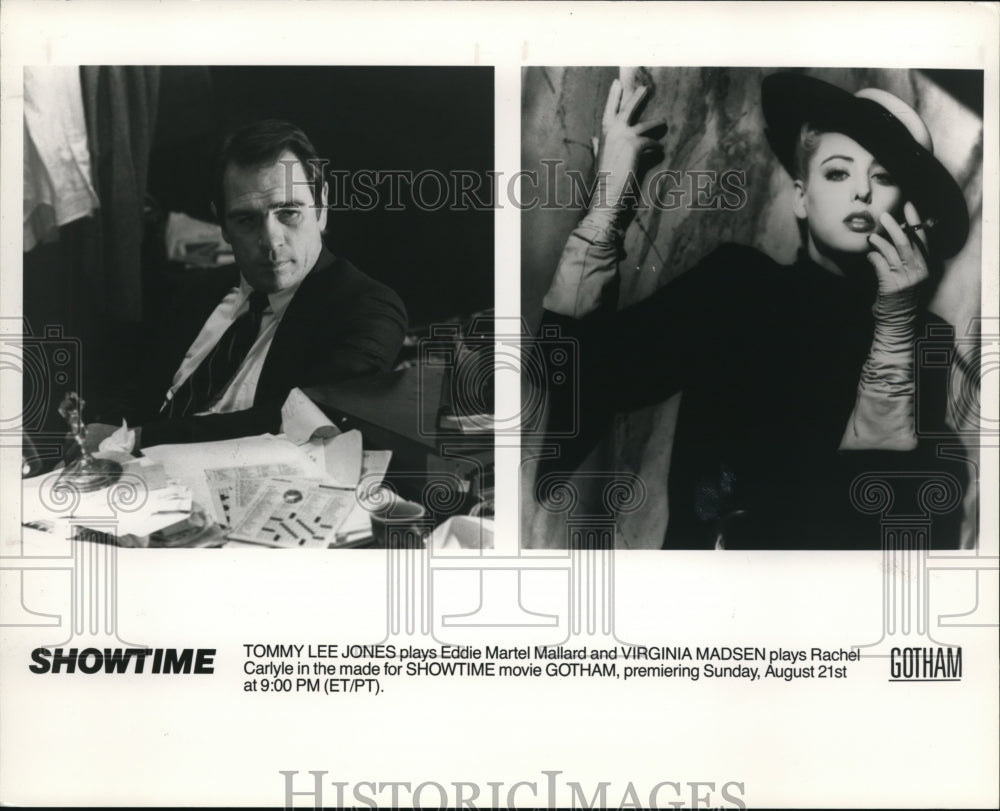 1988 Press Photo Tommy Lee Jones and Virginia Madsen in &quot;Gotham&quot; - cvp39725- Historic Images