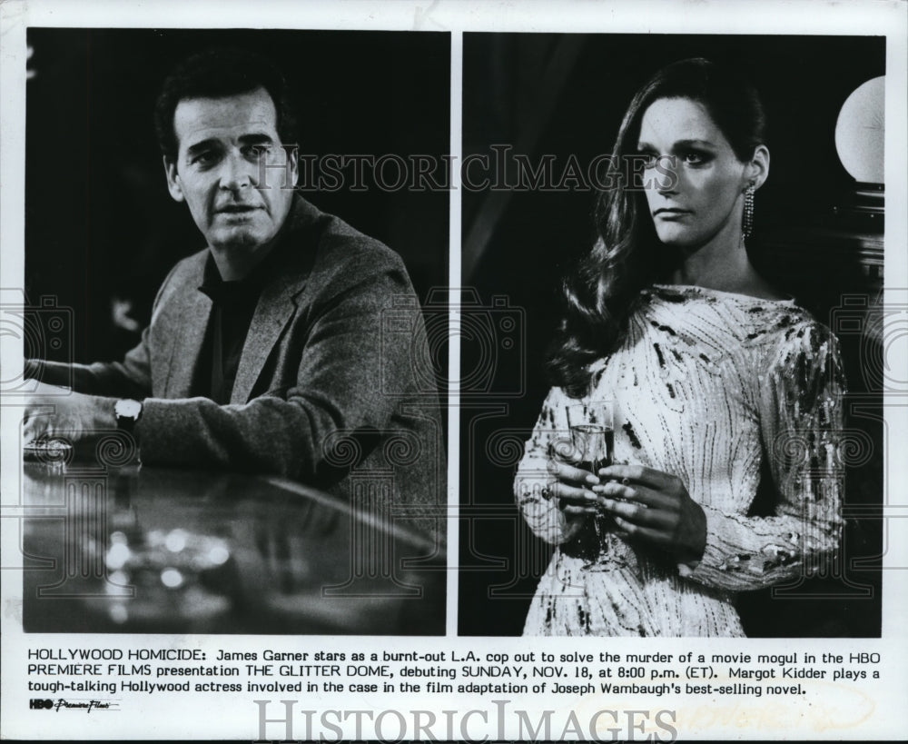 1984 Press Photo James Garner and Margot Kidder in &quot;The Glitter Dome&quot;- Historic Images