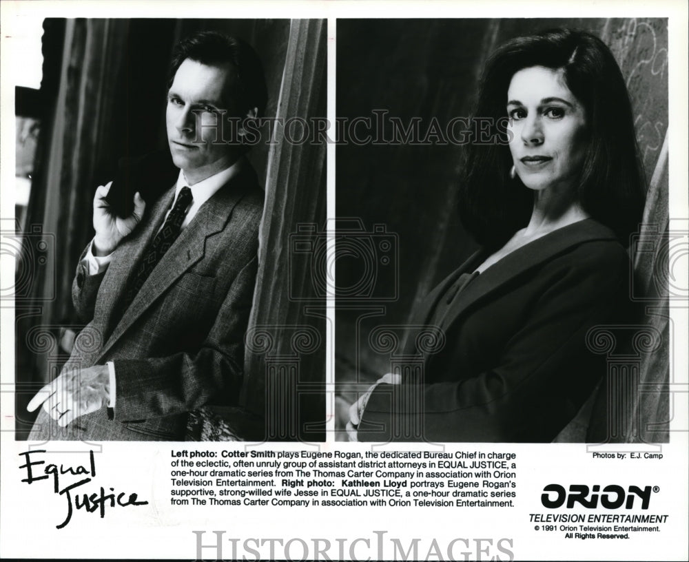 Press Photo Cotter Smith and Kathleen Lloyd star in Orion's Equal Justice- Historic Images