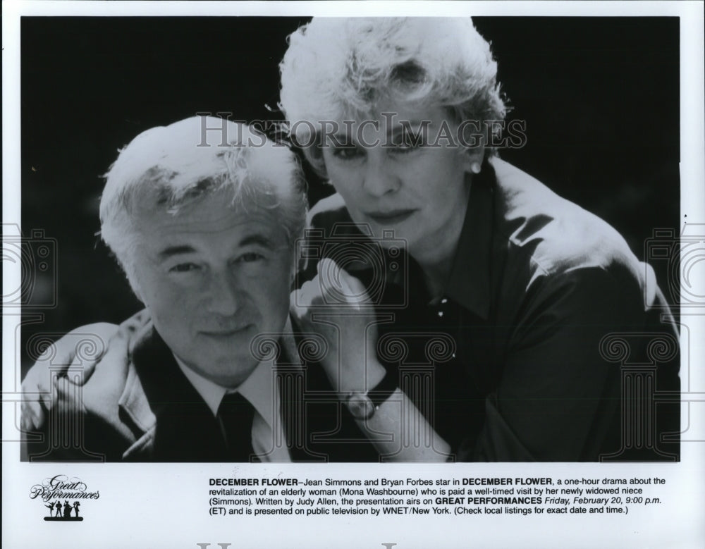 1987 Press Photo Jean Simmons &amp; Bryan Forbes in December Flower - cvp40470- Historic Images