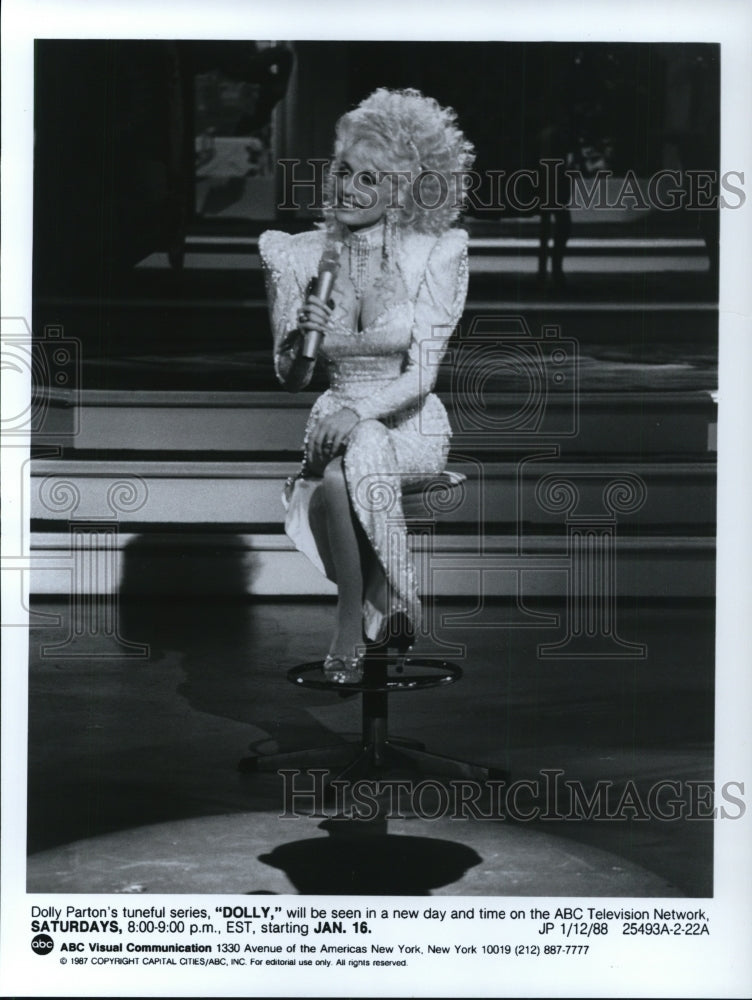 1988 Press Photo Dolly Parton Country Singer hosts Dolly TV show - cvp40713- Historic Images