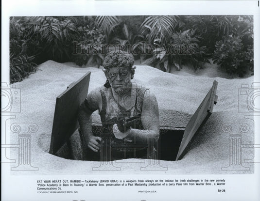 1986 Press Photo David Graf in Police Academy 3: Back In Training - cvp41533- Historic Images