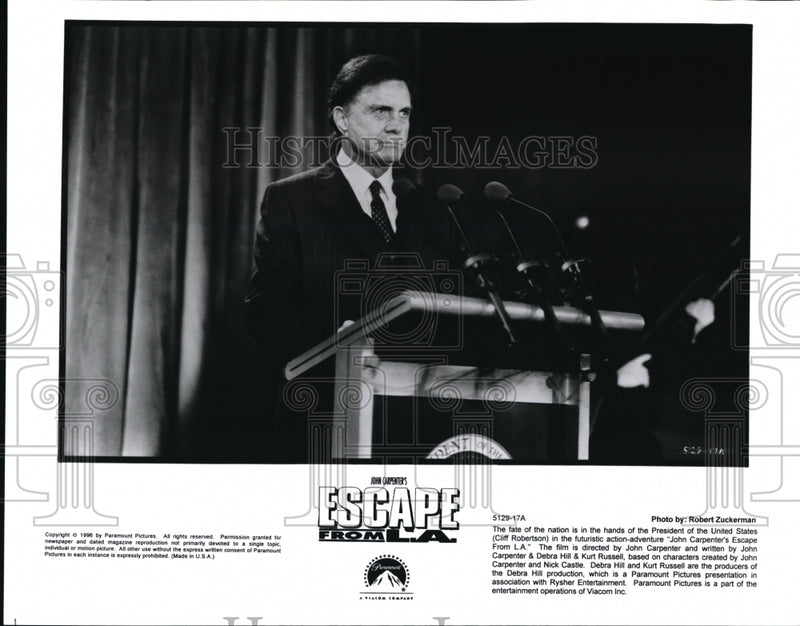 Load image into Gallery viewer, 1996 Press Photo Cliff Robertston stars as President of the US in Escape from LA
