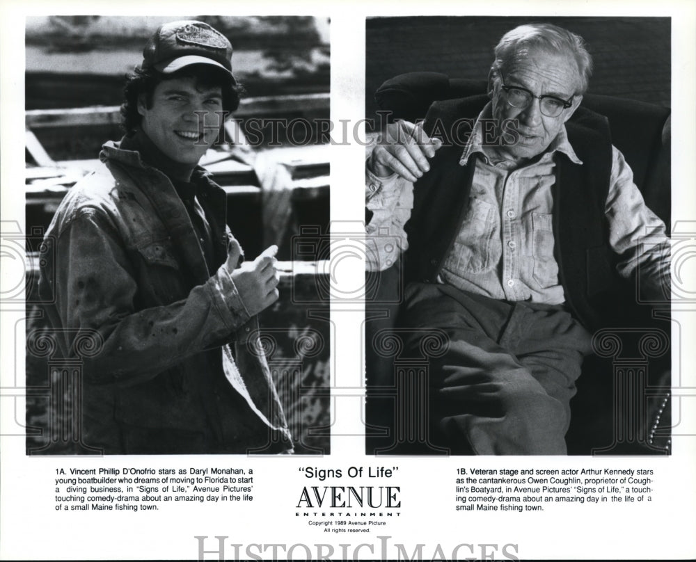 1989 Press Photo Vincent Phillip D'Onofrio and Arthur Kennedy "Signs of Life"- Historic Images