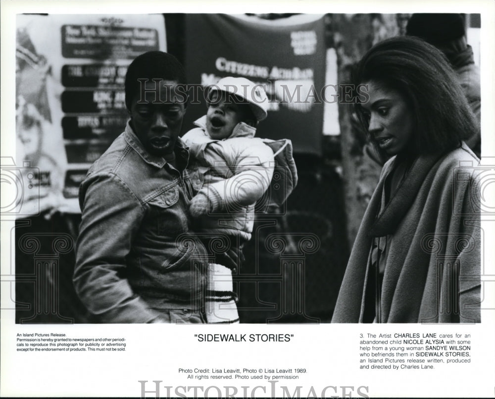 1989 Press Photo Charles Lane, Nicole Alysia &amp; Sandye Wilson in Sidewalk Stories- Historic Images