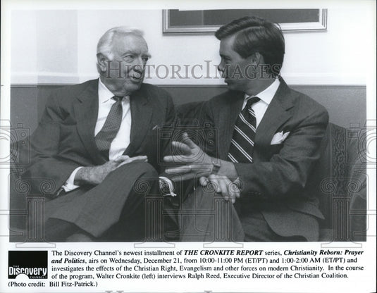 Undated Press Photo Walter Cronkite interviews Ralph Reed- Historic Images