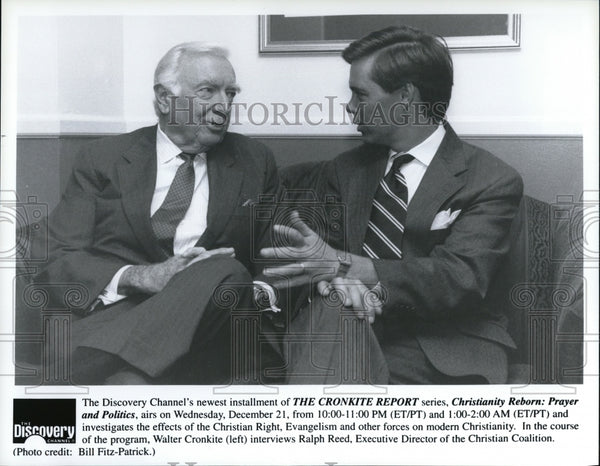 Undated Press Photo Walter Cronkite interviews Ralph Reed - Historic Images
