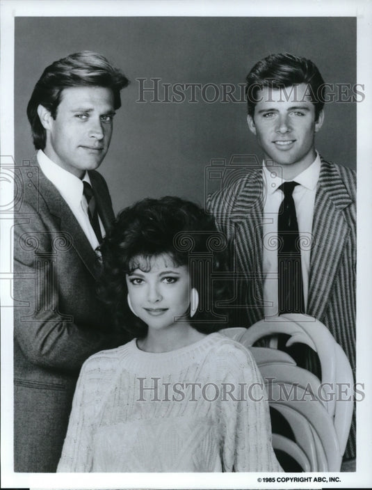 1985 Press Photo John James, Emma Samms & Maxwell Caulfield Dynasty II The Colby- Historic Images