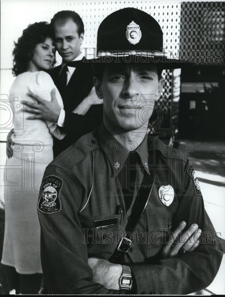 1987 Press Photo Keith Carradine, JoBeth Wiliams Terry Kinney in Murder Ordained- Historic Images