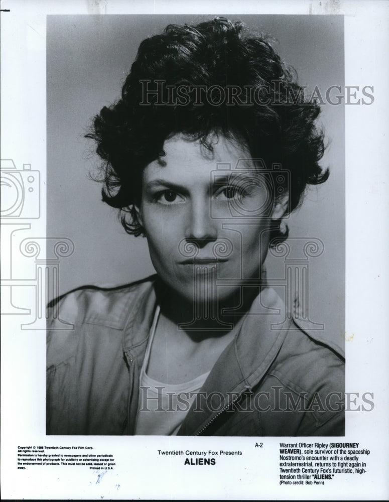 1986 Press Photo Sigourney Weaver stars as Officer Ripley in Aliens - cvp44156- Historic Images