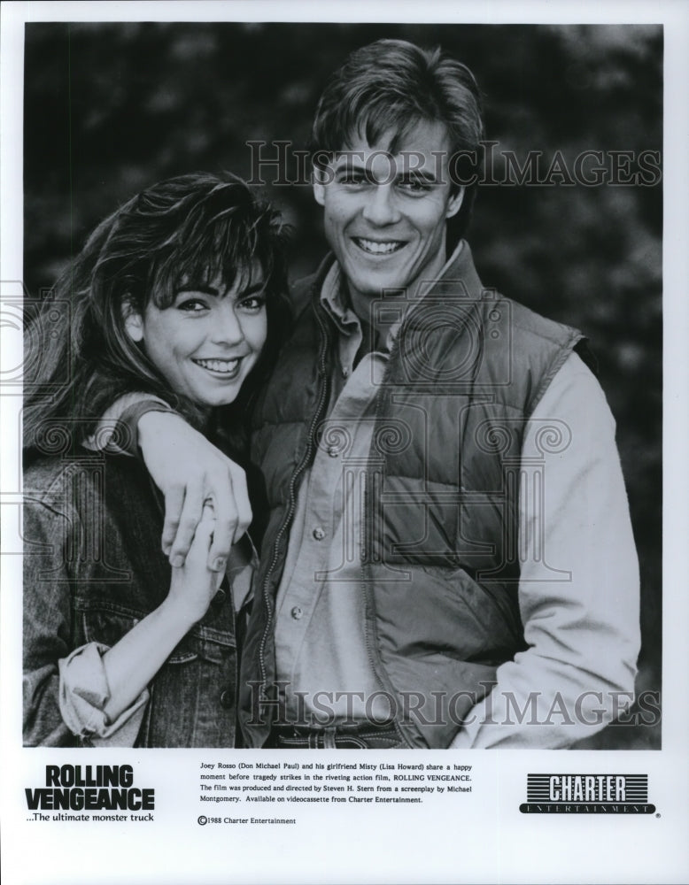 1988 Press Photo Don Michael Paul &amp; Lisa Howard in Rolling Vengeance - cvp44260- Historic Images