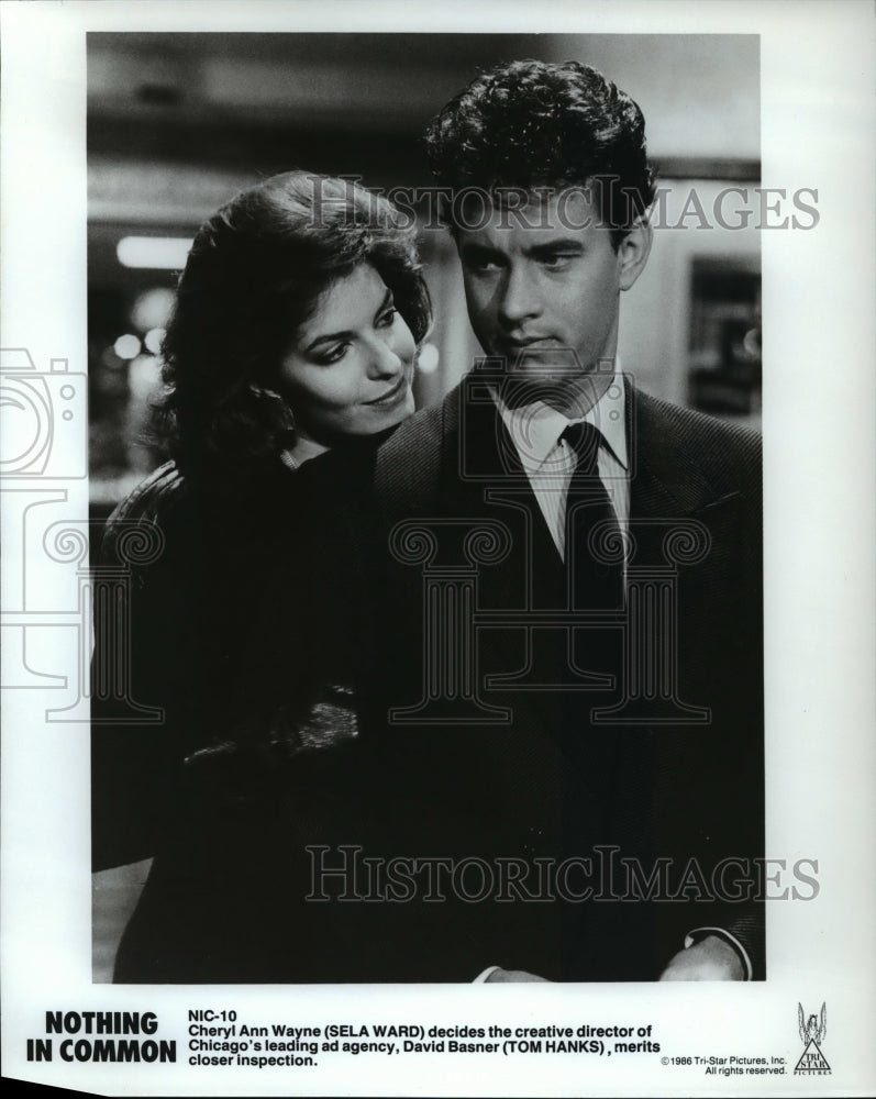 1986 Press Photo Sela Ward and Tom Hanks star in Nothing in Common - cvp44989- Historic Images