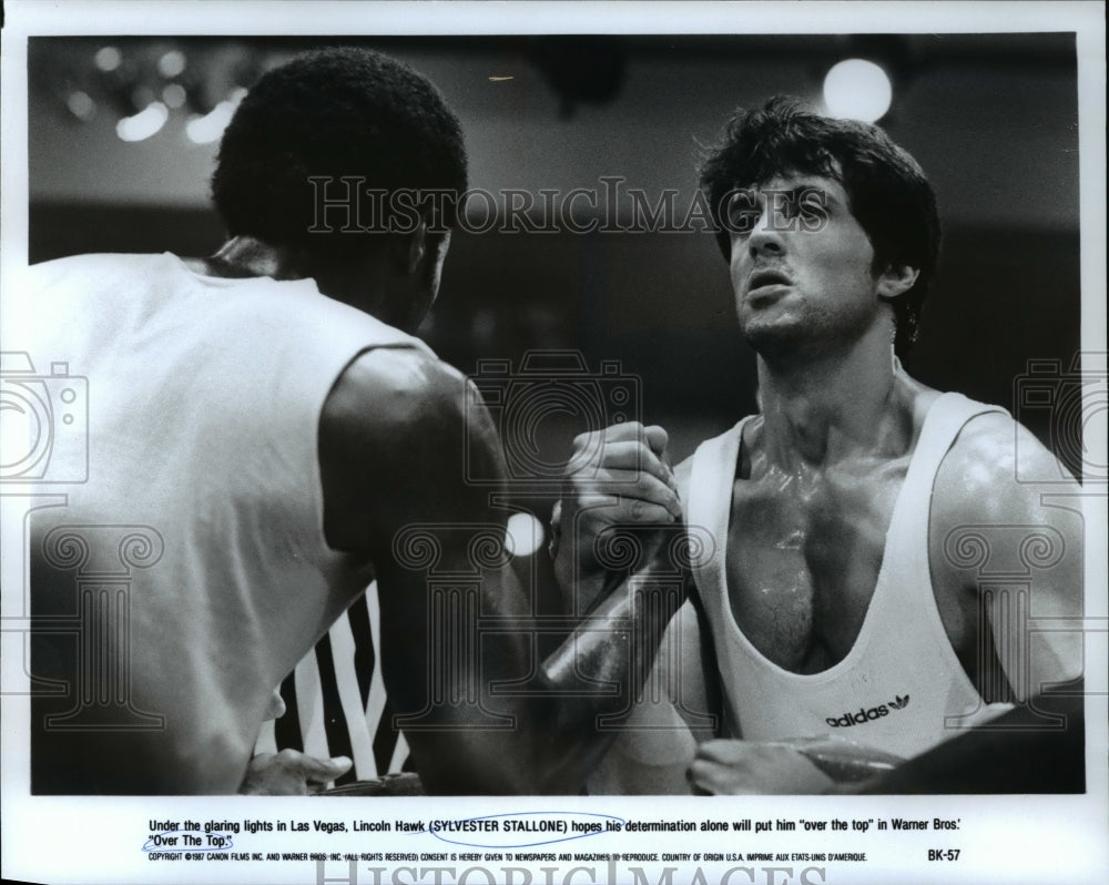 1987 Press Photo Sylvester Stallone in &quot;Over The Top&quot; - cvp45047- Historic Images