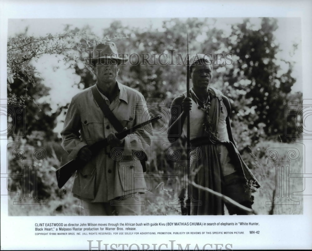 1990 Press Photo Clint Eastwood Boy Mathias Chuma in White Hunter Black Heart- Historic Images