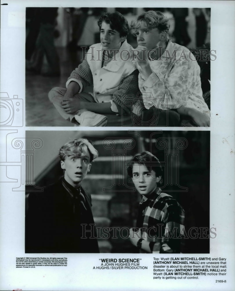 1985 Press Photo Ilan Mitchell-Smith and Anthony Michael Hall in Weird Science- Historic Images