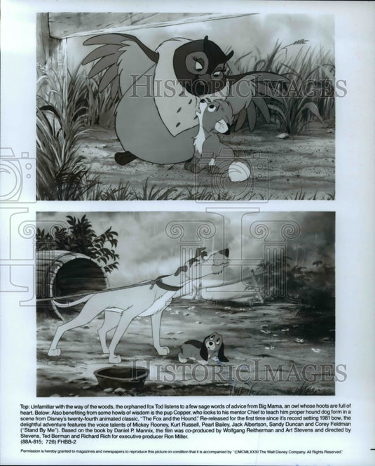 1988 Press Photo Scenes from animated cartoon movie The Fox and The Hound