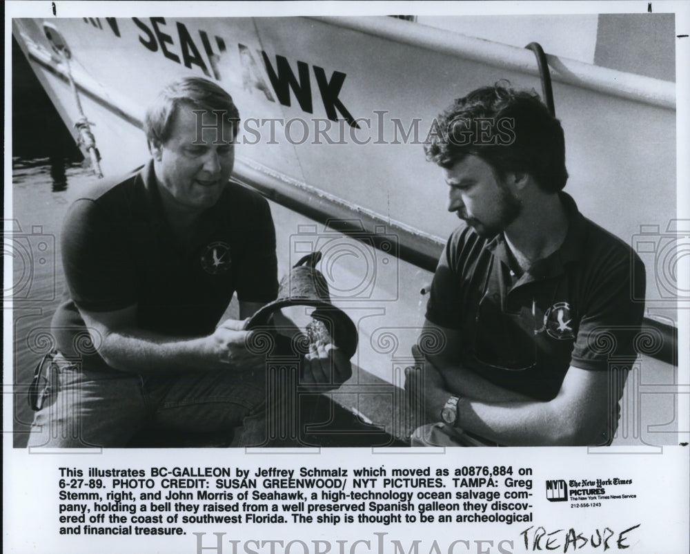 1989 Press Photo Greg Stemm and John Morris Seahawk Ocean Salvage Company- Historic Images