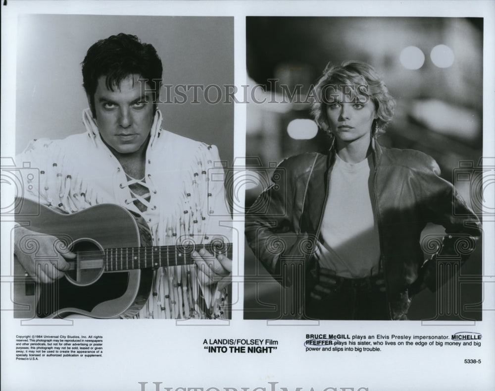1986 Press Photo Bruce McGill and Michelle Pfeiffer star in Into the Night- Historic Images