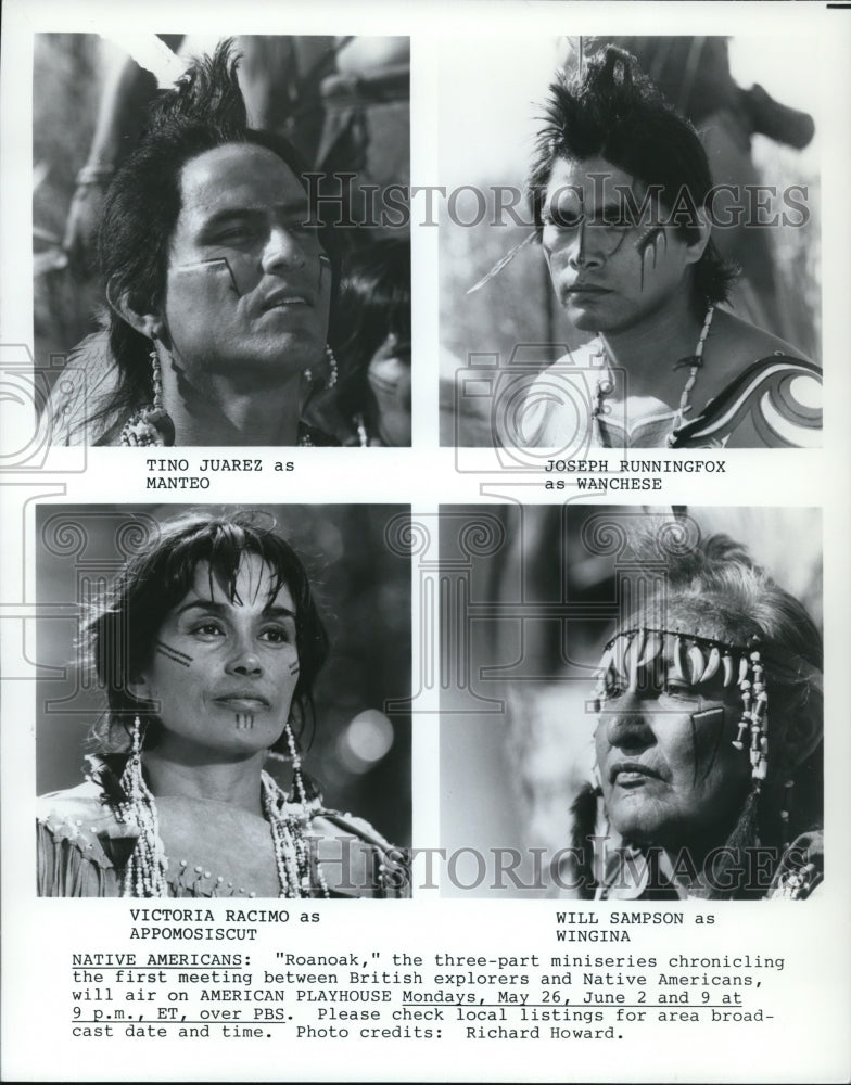 1986 Press Photo Tino Juarez Joseph Runningfox Victoria Racimo Will Sampson- Historic Images