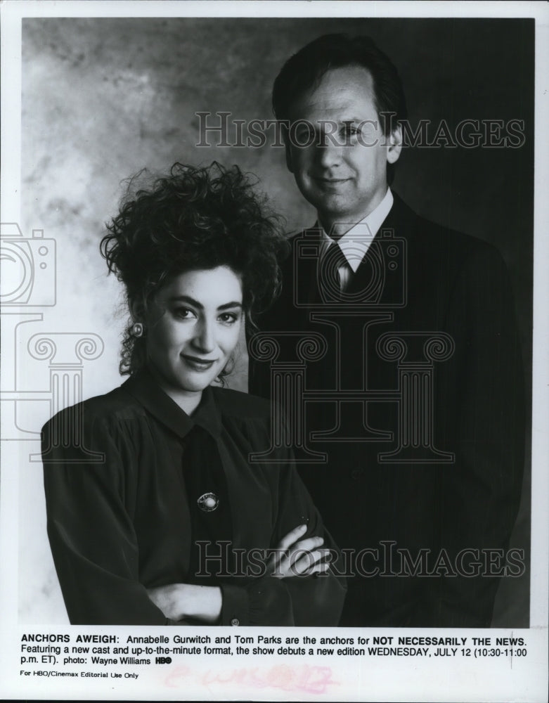 1989 Press Photo Annabelle Gurwitch and Tom Parks in Not Necessarily the News- Historic Images