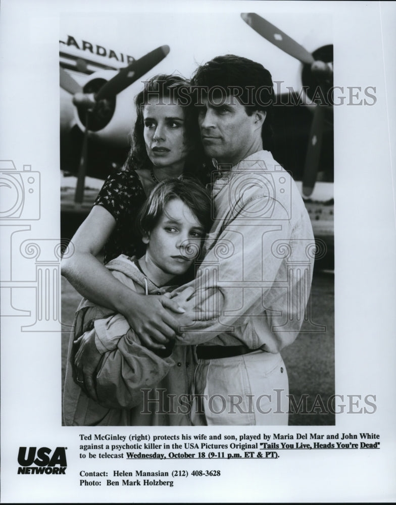 Press Photo Ted McGinley Maria Del Mar John White Tails You Live Heads Die- Historic Images