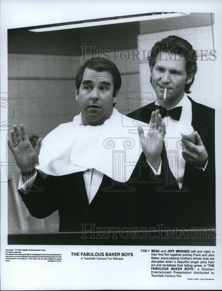 1989 Press Photo Beau &amp; Jeff Bridges in The Fabulous Baker Boys - cvp50235- Historic Images
