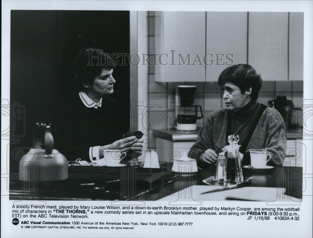 1988 Press Photo Mary Louis Wilson Marilyn Cooper In The Thorns - cvp51095- Historic Images