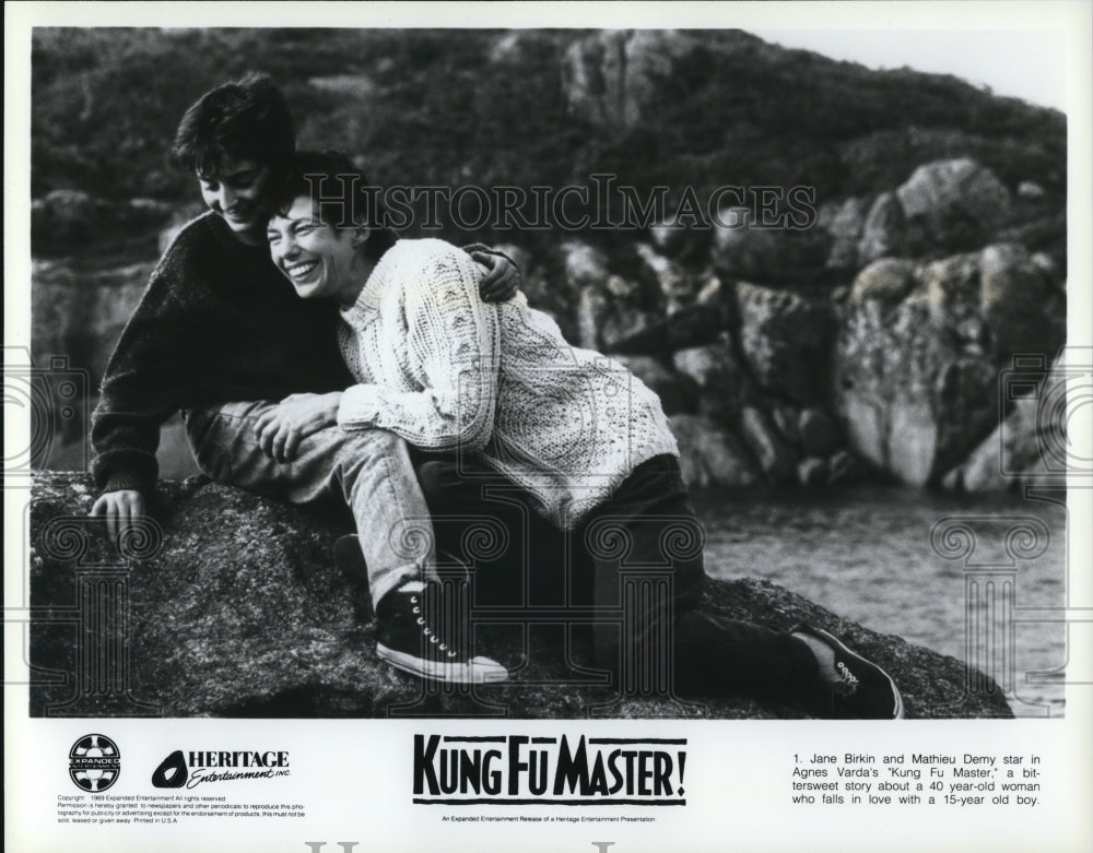 1989 Press Photo Jane Birkin and Mathieu Demy star in Kung Fu Master - cvp51570