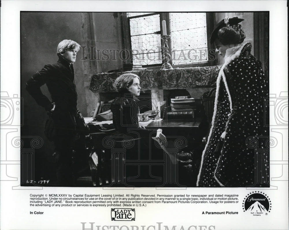 1985 Press Photo Helena Bonham Carter Cary Elwes Jane Lapotaire in Lady Jane- Historic Images