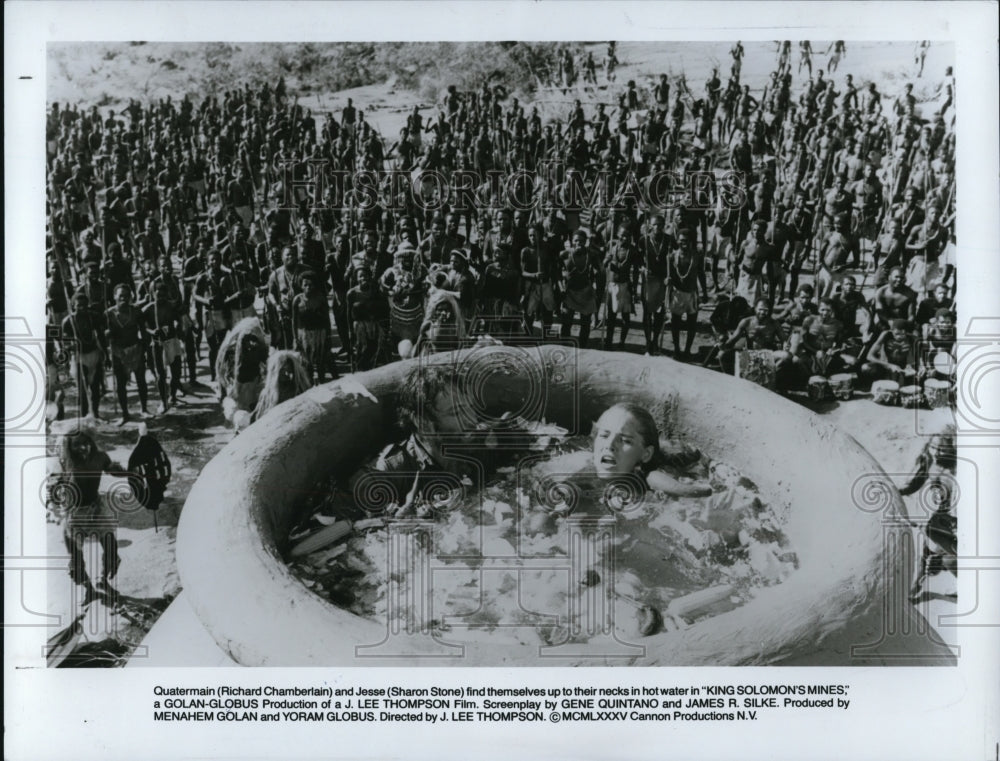 1986 Press Photo Richard Chamberlain and Sharon Stone in King Solomon&#39;s Mines- Historic Images