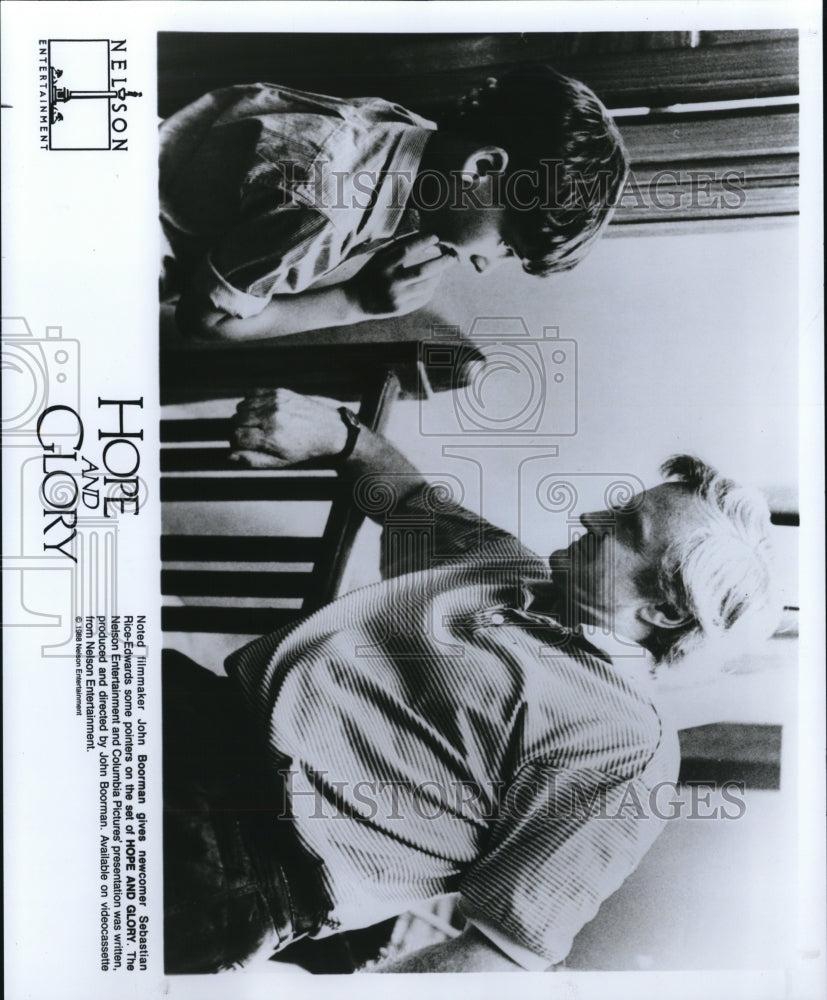 1988 Press Photo John Boorman and Sebastian Rice-Edwards &quot;Hope and Glory&quot;- Historic Images