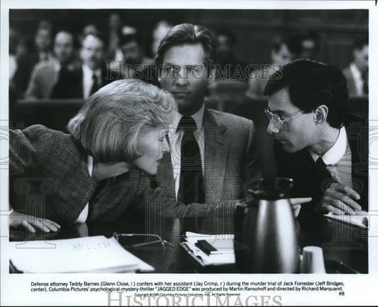 1986 Press Photo Glenn Close, Jay Crimp, Jeff Bridges in Jagged Edge - cvp52184- Historic Images